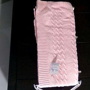 NWT Roca cotton cable knit pink baby blanket
